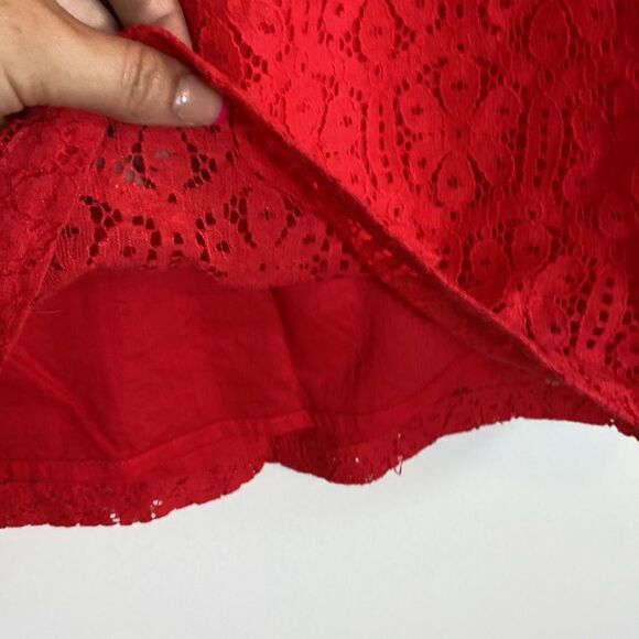 Red/orange- lace overlay Womens blouse size XXL - Picture 6 of 9